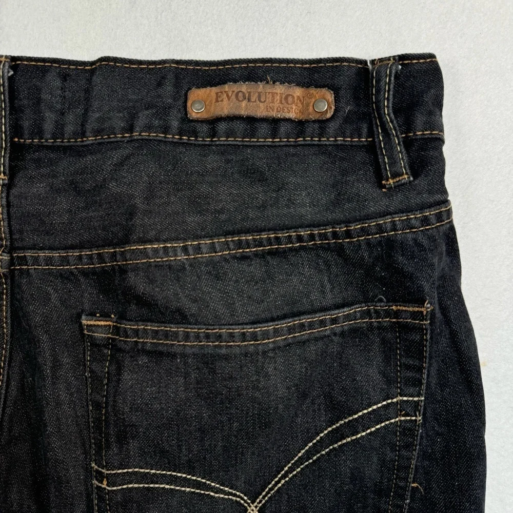 Evolution In Design Straight Leg Jeans Mens Size 38X32 Black High Rise